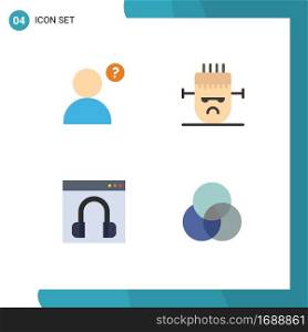 4 Thematic Vector Flat Icons and Editable Symbols of anonymous, help, horror, chat, circles Editable Vector Design Elements