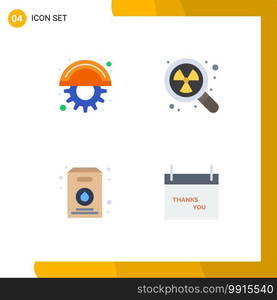 4 Thematic Vector Flat Icons and Editable Symbols of blades, pack, gear, waste, calendar Editable Vector Design Elements