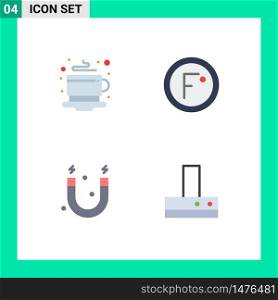4 Thematic Vector Flat Icons and Editable Symbols of breakfast, education, hot, forecast, science Editable Vector Design Elements