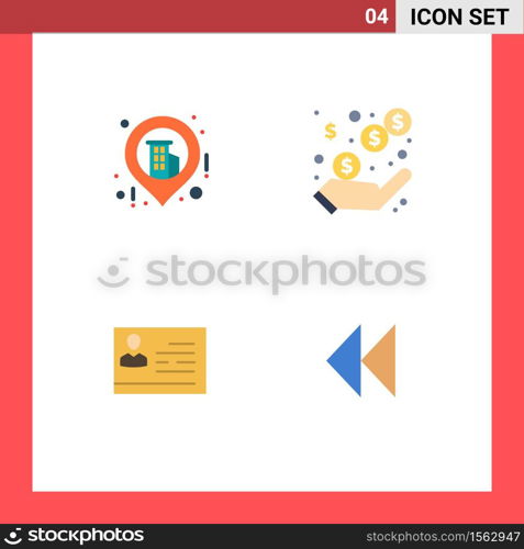 4 Thematic Vector Flat Icons and Editable Symbols of business, card, income, earnings, id Editable Vector Design Elements