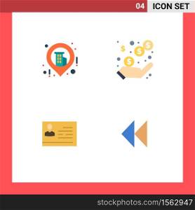 4 Thematic Vector Flat Icons and Editable Symbols of business, card, income, earnings, id Editable Vector Design Elements