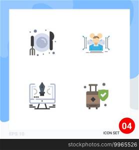4 Thematic Vector Flat Icons and Editable Symbols of cafe, drawing, anthropometry, human, software Editable Vector Design Elements