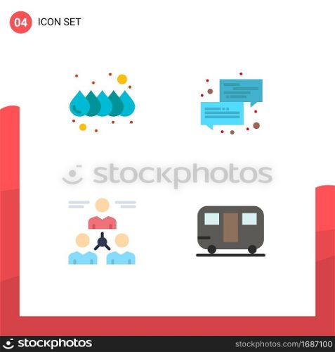 4 Thematic Vector Flat Icons and Editable Symbols of color, user, communication, message, team Editable Vector Design Elements