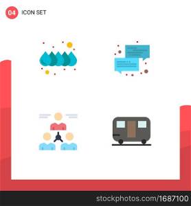 4 Thematic Vector Flat Icons and Editable Symbols of color, user, communication, message, team Editable Vector Design Elements
