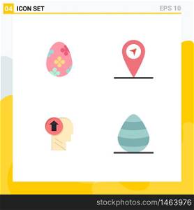 4 Thematic Vector Flat Icons and Editable Symbols of decoration, knowledge, egg, arrow, up Editable Vector Design Elements