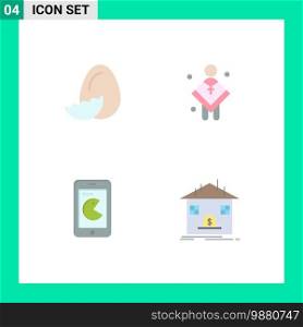 4 Thematic Vector Flat Icons and Editable Symbols of egg, buy, spring, male, phone Editable Vector Design Elements