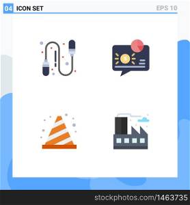 4 Thematic Vector Flat Icons and Editable Symbols of exercise, block, banking, message, road Editable Vector Design Elements