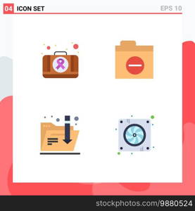 4 Thematic Vector Flat Icons and Editable Symbols of first aid, folder, medical, detail, computer Editable Vector Design Elements