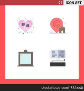 4 Thematic Vector Flat Icons and Editable Symbols of headphone, decor, music, building, interior Editable Vector Design Elements