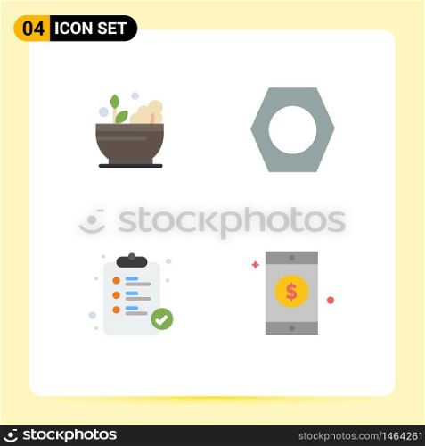 4 Thematic Vector Flat Icons and Editable Symbols of hospital, pharmacy, soup, tools, mobile Editable Vector Design Elements
