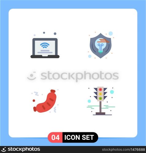 4 Thematic Vector Flat Icons and Editable Symbols of laptop, thinking, iot, design, fast Editable Vector Design Elements