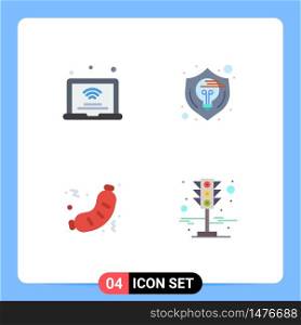 4 Thematic Vector Flat Icons and Editable Symbols of laptop, thinking, iot, design, fast Editable Vector Design Elements