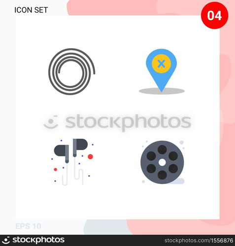 4 Thematic Vector Flat Icons and Editable Symbols of shape, music, navigation, free, real Editable Vector Design Elements