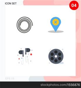 4 Thematic Vector Flat Icons and Editable Symbols of shape, music, navigation, free, real Editable Vector Design Elements