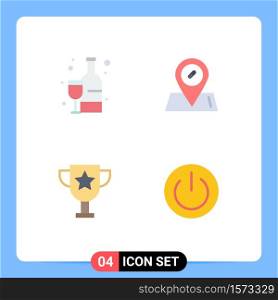 4 Thematic Vector Flat Icons and Editable Symbols of shopping, trophy, drink, pills, ecology Editable Vector Design Elements