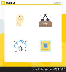 4 Thematic Vector Flat Icons and Editable Symbols of user, cloud, man, food, sync Editable Vector Design Elements