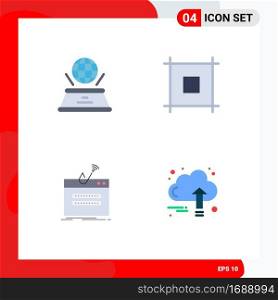 4 Thematic Vector Flat Icons and Editable Symbols of world, login, presentation, web, theft Editable Vector Design Elements