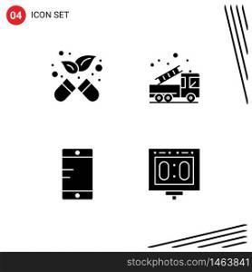 4 Thematic Vector Solid Glyphs and Editable Symbols of alternative, cell, alarm, help, competition Editable Vector Design Elements