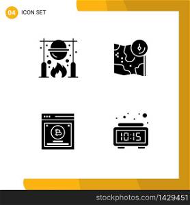 4 Thematic Vector Solid Glyphs and Editable Symbols of autumn, location, food, google, comparing Editable Vector Design Elements