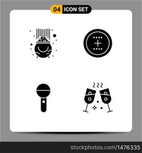 4 Thematic Vector Solid Glyphs and Editable Symbols of fortune, round, patrick, circle, mic Editable Vector Design Elements