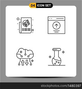 4 Universal Filledline Flat Colors Set for Web and Mobile Applications ads, user, paper, interface, cloud computing Editable Vector Design Elements
