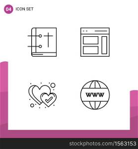 4 Universal Filledline Flat Colors Set for Web and Mobile Applications bible, user, holy book, interface, heart Editable Vector Design Elements