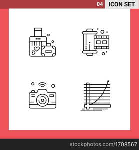 4 Universal Filledline Flat Colors Set for Web and Mobile Applications briefcase, image, wedding, photograph, internet of things Editable Vector Design Elements