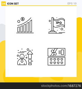 4 Universal Filledline Flat Colors Set for Web and Mobile Applications business, efficiency, statistic, stock, speedometer Editable Vector Design Elements