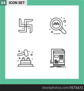 4 Universal Filledline Flat Colors Set for Web and Mobile Applications church, play, religion, taxi, newsletter Editable Vector Design Elements