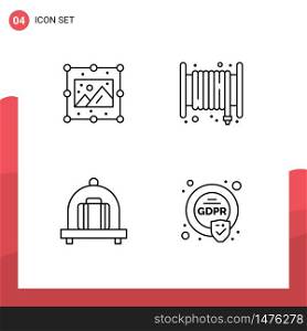 4 Universal Filledline Flat Colors Set for Web and Mobile Applications creative, luggage, image, fire, compliance Editable Vector Design Elements