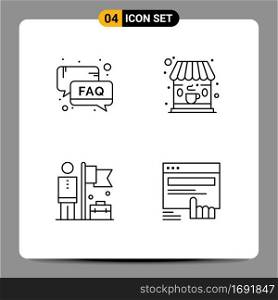 4 Universal Filledline Flat Colors Set for Web and Mobile Applications faq, achieve, support, coffee, flag Editable Vector Design Elements