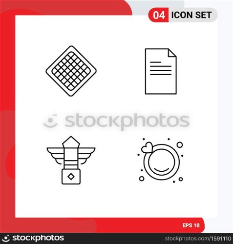 4 Universal Filledline Flat Colors Set for Web and Mobile Applications fast, light, waffle, data, canada Editable Vector Design Elements