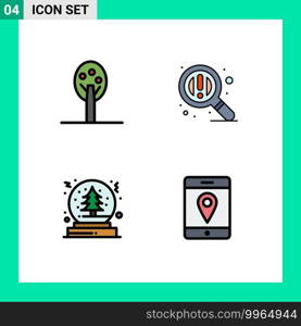 4 Universal Filledline Flat Colors Set for Web and Mobile Applications nature, tree, find, christmas, maps Editable Vector Design Elements