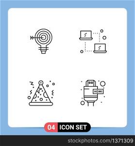 4 Universal Filledline Flat Colors Set for Web and Mobile Applications target, transfer, solution, computing, party Editable Vector Design Elements
