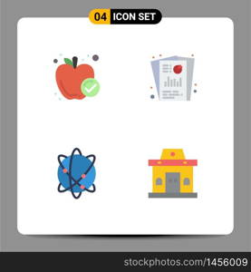 4 Universal Flat Icon Signs Symbols of apple, computing, healthy food, seo, internet Editable Vector Design Elements