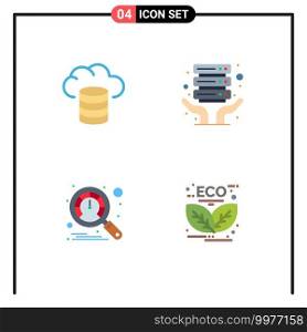 4 Universal Flat Icon Signs Symbols of backup, leaf, internet hosting, dashboard, energy Editable Vector Design Elements