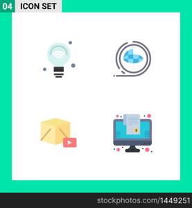 4 Universal Flat Icon Signs Symbols of bulb, terra, iot, environment, media Editable Vector Design Elements