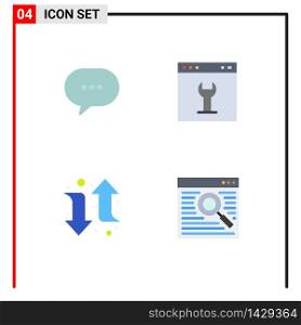4 Universal Flat Icon Signs Symbols of chat, arrow, bubble, interface, right Editable Vector Design Elements