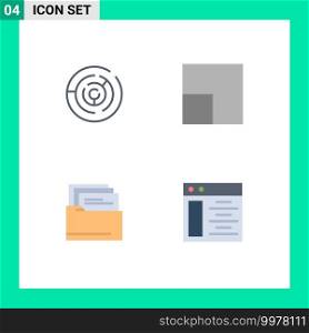 4 Universal Flat Icon Signs Symbols of circle, web, maze, folder, server Editable Vector Design Elements