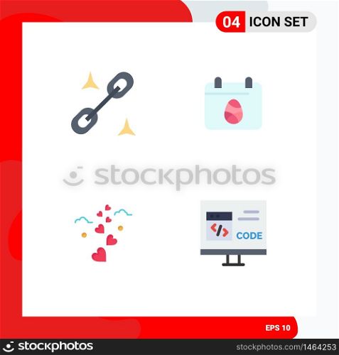 4 Universal Flat Icon Signs Symbols of clip, loving, calender, day, app Editable Vector Design Elements
