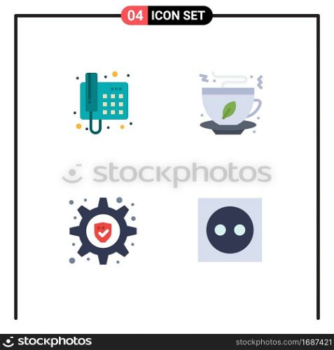 4 Universal Flat Icon Signs Symbols of contact, security, call, fast food, apartment Editable Vector Design Elements