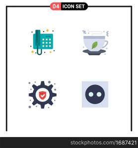 4 Universal Flat Icon Signs Symbols of contact, security, call, fast food, apartment Editable Vector Design Elements