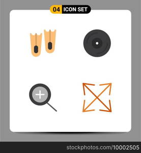 4 Universal Flat Icon Signs Symbols of diving, zoom, devices, turntable, scale Editable Vector Design Elements