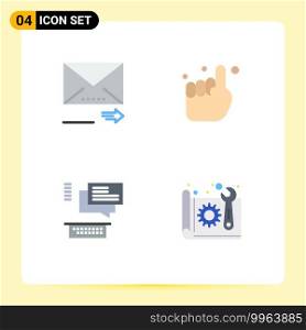 4 Universal Flat Icon Signs Symbols of email, conversation, next, one, support Editable Vector Design Elements