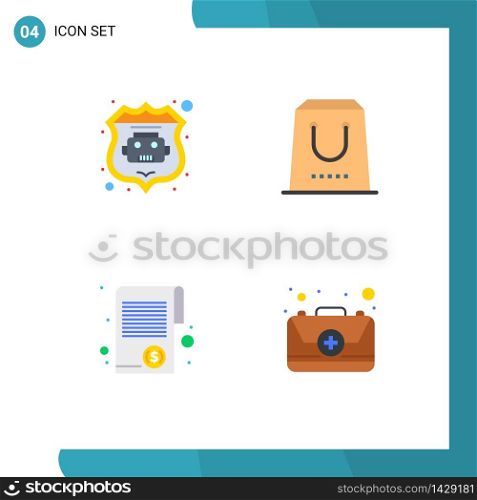4 Universal Flat Icon Signs Symbols of internet bot, finance, buy, package, tax Editable Vector Design Elements