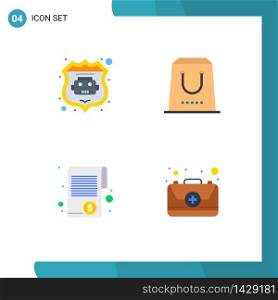 4 Universal Flat Icon Signs Symbols of internet bot, finance, buy, package, tax Editable Vector Design Elements
