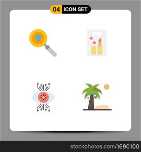 4 Universal Flat Icon Signs Symbols of map, monitoring, navigation, cosmetics, vision Editable Vector Design Elements