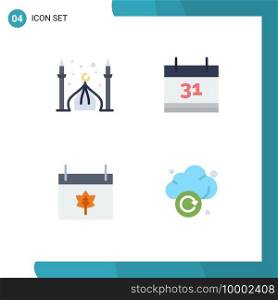 4 Universal Flat Icon Signs Symbols of mosque, calendar, moon, date, thanksgiving Editable Vector Design Elements