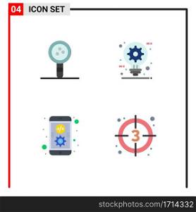 4 Universal Flat Icons Set for Web and Mobile Applications biology, idea, laboratory, construction, coding Editable Vector Design Elements