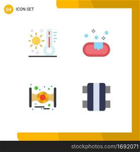 4 Universal Flat Icons Set for Web and Mobile Applications celsius, spaceship, thermometer, clean, fun Editable Vector Design Elements